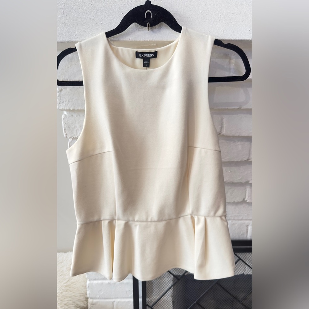 Express Peplum Blouse Cream, Size Large